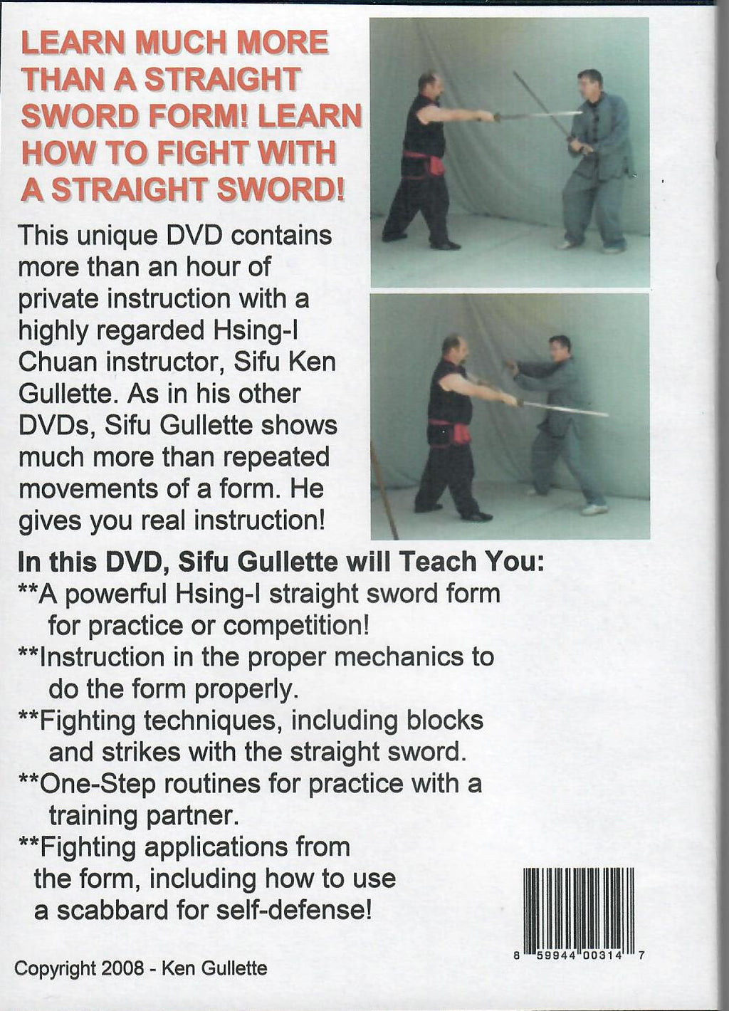 Xingyi Straight Sword Form DVD